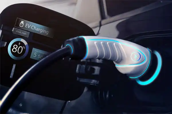 An electric vehicle is charging, its display showing 80% charge with just 5 seconds remaining. This seamless experience highlights the efficiency of car charging installation, ensuring drivers are quickly back on the road.
